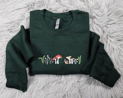 Enchanted Mushroom Forest Embroidered Crewneck - Magic Mushroom Forest - Wild Mushrooms Crewneck - T-Shirt - Sweatshirt - Hoodie