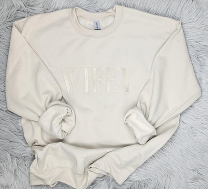 Wifey Embroidered Crewneck - Wifey Sweatshirt - Wifey Gift - Bride Crewneck Sweatshirt - T-Shirt - Hoodie