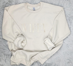 Wifey Embroidered Crewneck - Wifey Sweatshirt - Wifey Gift - Bride Crewneck Sweatshirt - T-Shirt - Hoodie