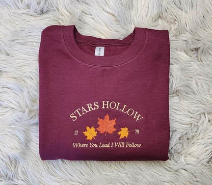 Stars Hollow Embroidered Crewneck - Where You Lead I Will Follow - T-shirt - Sweatshirt - Hoodie
