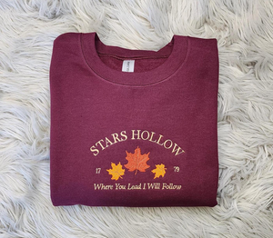 Stars Hollow Embroidered Crewneck - Where You Lead I Will Follow - T-shirt - Sweatshirt - Hoodie