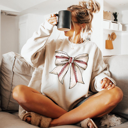 Coquette Baseball Sweatshirt, Baseball Mom Shirt, Game Day Shirt, Fall Baseball Season Tee, Baseball Bow Shirt