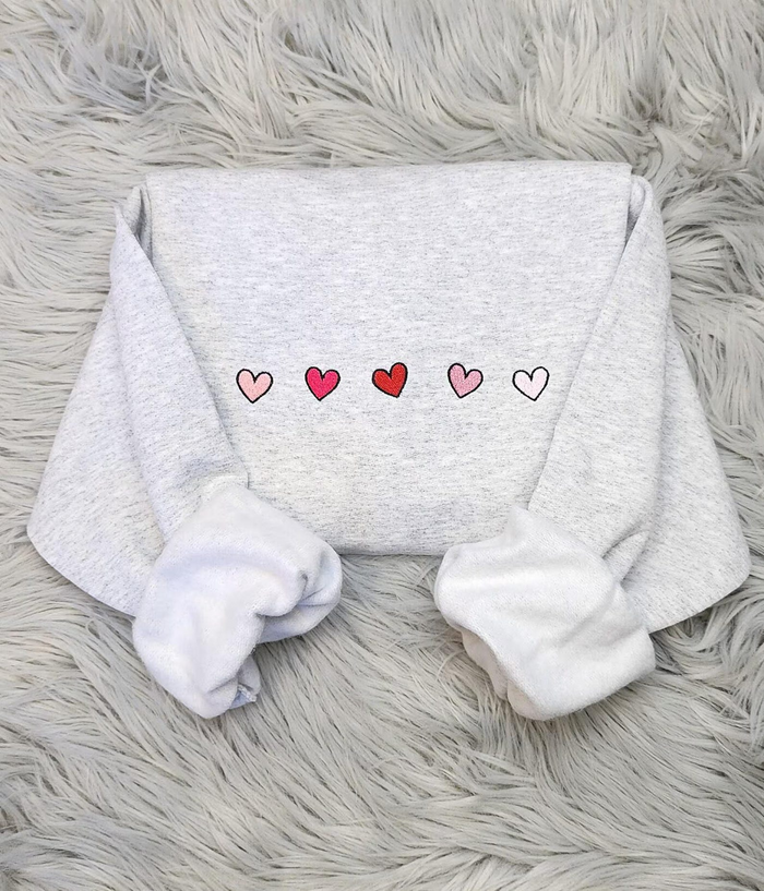 Cute Mini Hearts Embroidered Crewneck - Valentine's Crewneck - Mini Hearts - Gift For her - Cute Crewneck