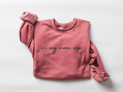 In My Mom Era Embroidery Sweatshirts, Mom Embroidered sweatshirt, Custom Sweatshirt Mom with Kid Names on Sleeve, Mama Embroidery Hoodie,