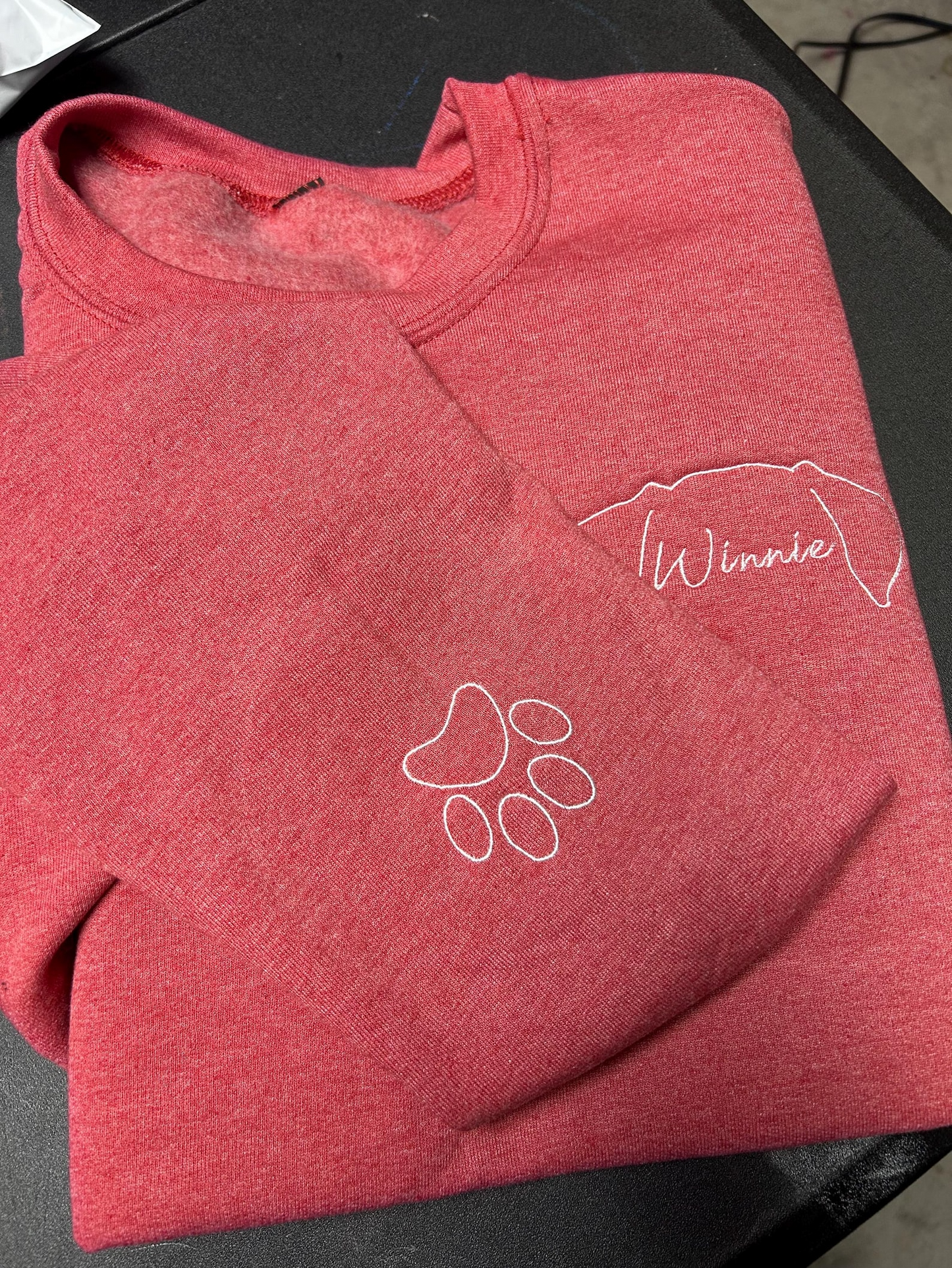 Dog Name Embroidered sweatshirt, Dog Ears with Custom Names Sweatshirt, Embroidery Dog paw on the Sleeve,Personalized Dog Mom Sweatshirt,