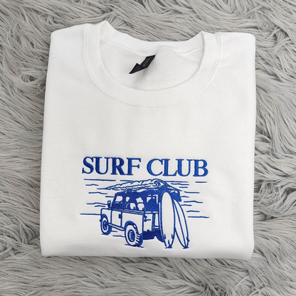 Surf Club Embroidered Crewneck - Surf Crewneck - Surf Culture Sweatshirt - Coastal Vibes - T-shirt - Hoodie