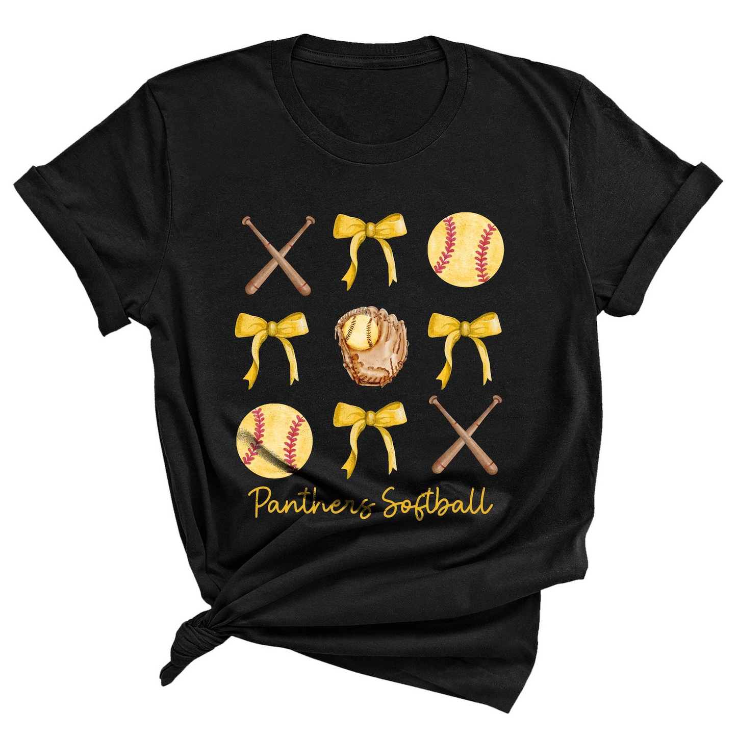 Personalized Coquette Bows Softball Shirt, Custom Team Name Game Day Gift, Custom Softball T-Shirt