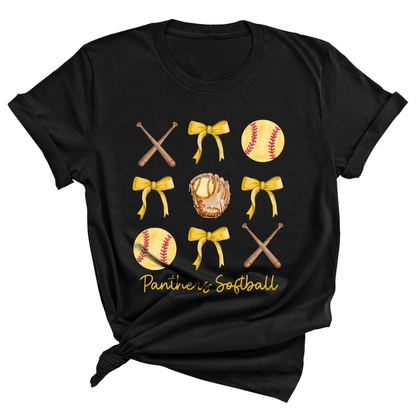 Personalized Coquette Bows Softball Shirt, Custom Team Name Game Day Gift, Custom Softball T-Shirt