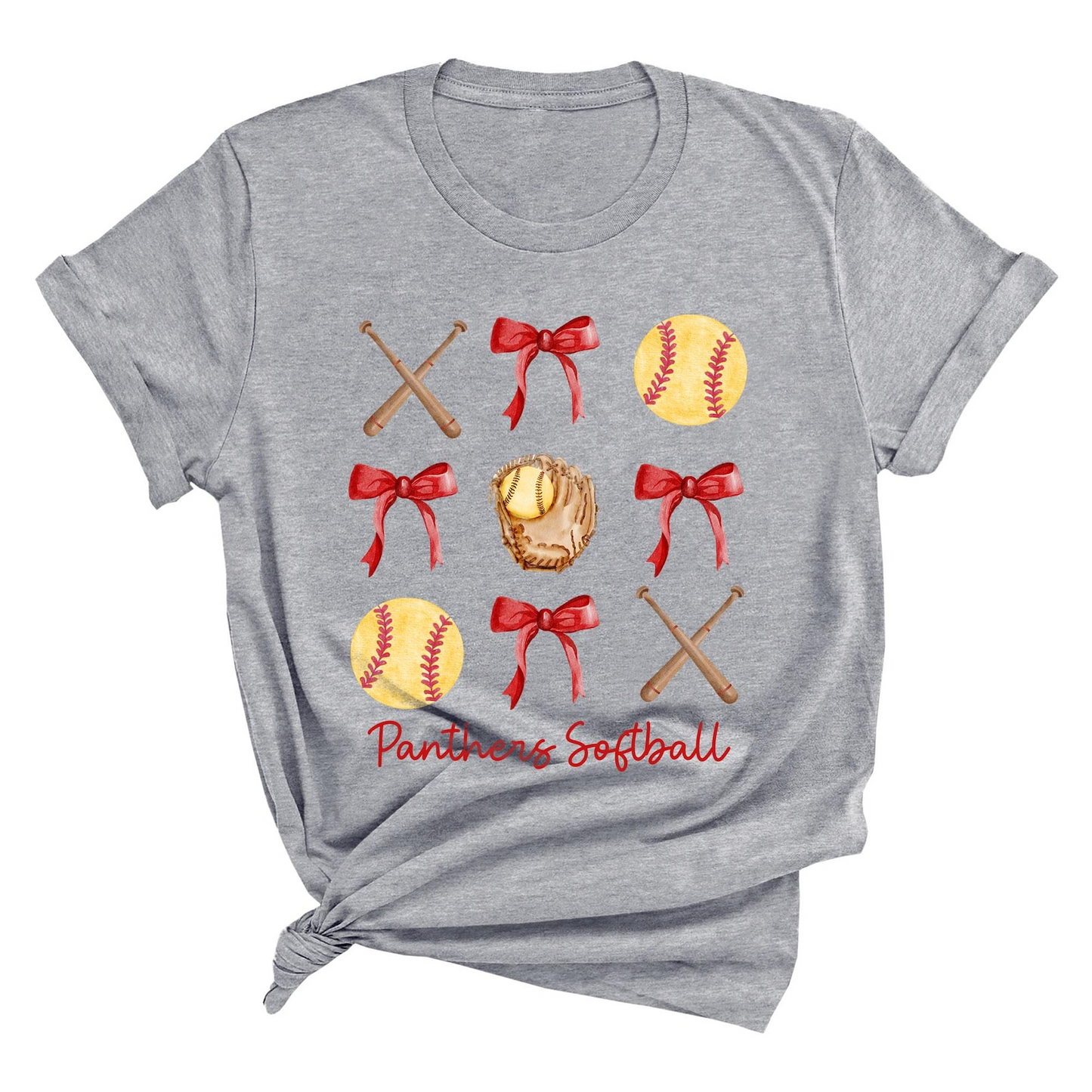 Personalized Coquette Bows Softball Shirt, Custom Team Name Game Day Gift, Custom Softball T-Shirt