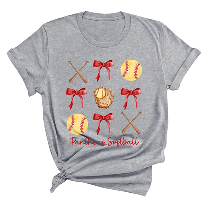Personalized Coquette Bows Softball Shirt, Custom Team Name Game Day Gift, Custom Softball T-Shirt