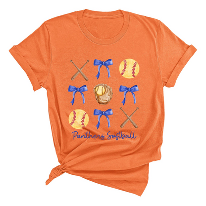 Personalized Coquette Bows Softball Shirt, Custom Team Name Game Day Gift, Custom Softball T-Shirt