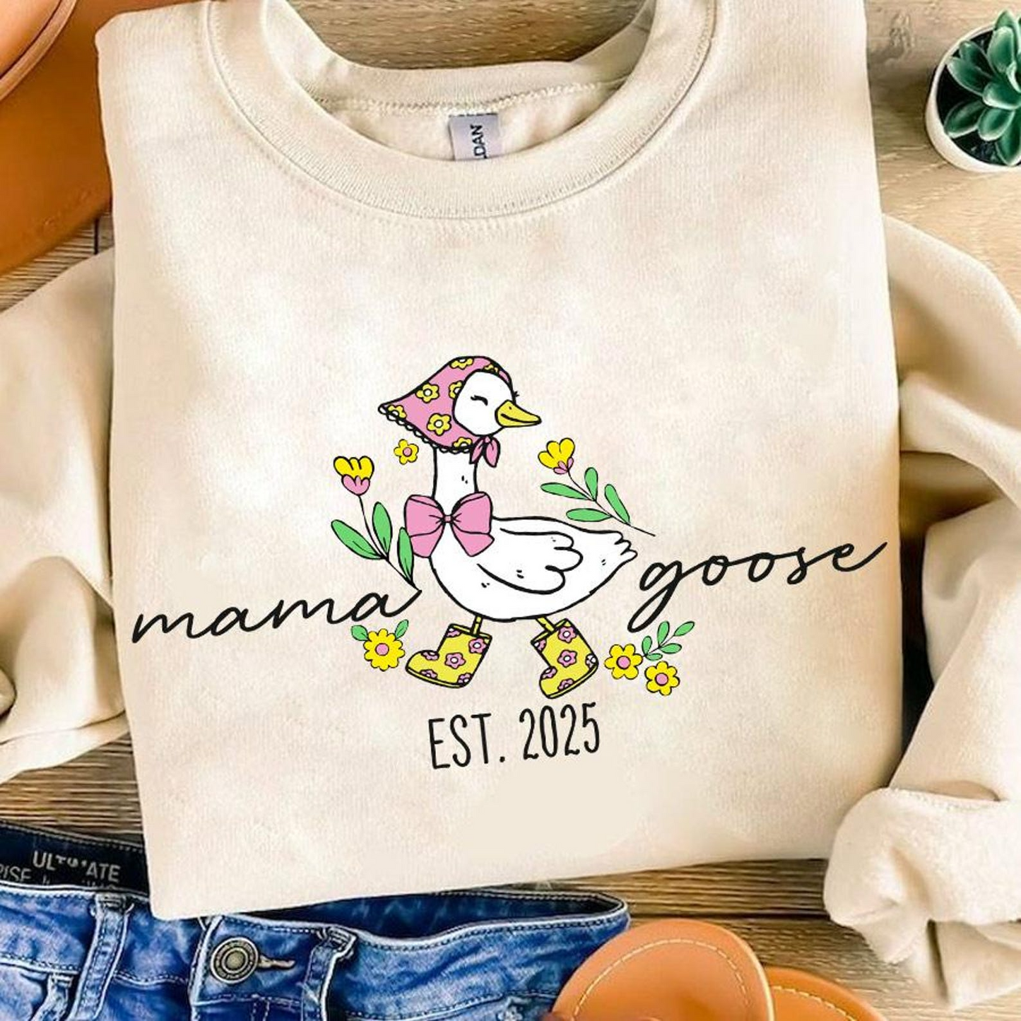Personalized Mama Goose Sweatshirt, Mama Silly Goose Shirt, Vintage Mama Goose Sweatshirt, Happy Mother's Day, Funny Kids Goose Custom shirt, Gift for Mama