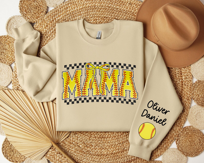 Personalized Softball Mama Sweatshirt or Hoodie, Baseball Mom Sweatshirt, Sports Mom Hoodie, Custom Mama Gift, Baseball Season Sweatshirt