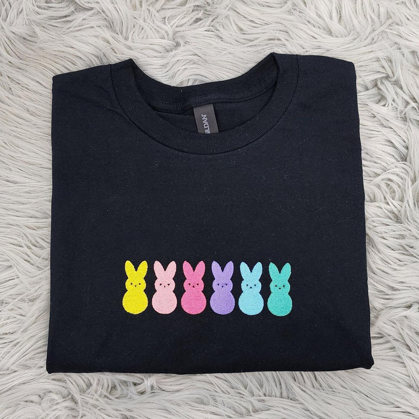 Colorful Easter Bunnies Embroidered Crewneck - Cute bunnies Shirt - Easter Apparel - Pastel Bunnies - Spring Outfit - Sweatshirt - T-Shirt