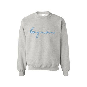 Boy Mom Embroidered Sweatshirt - Unisex Crewneck Pullover for Busy and Comfy Mom Life | Mother's Day Gift