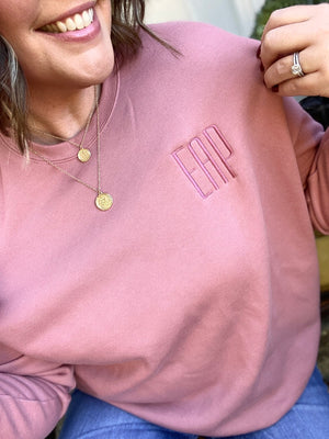 Monogrammed Custom Embroidered Sweatshirt | Super Soft Cozy Bella Canvas Personalized Crewneck | Embroidered Monogram Sweatshirt