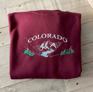 CUSTOM Colorado Embroidered Crewneck/ Vintage Embroidered Logo Crew/ Personalized Embroidered Sweatshirt