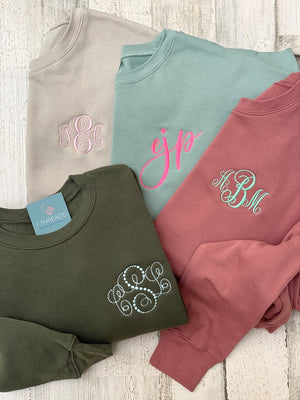 Monogrammed Custom Embroidered Sweatshirt | Super Soft Cozy Bella Canvas Personalized Crewneck | Embroidered Monogram Sweatshirt