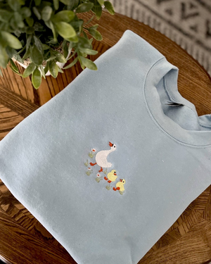 Embroidered Duck Duck Sweater, Goose Sweatshirt, Farm Animals Embroidery Sweatshirt