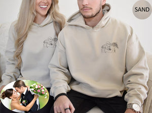 Custom Portrait Hoodie or Crewneck Custom Portrait From Photo Outline Photo Sweatshirt Couple Line Art Sweater Bridal Portrait Sweatshirt