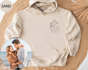 Custom Portrait Hoodie or Crewneck Custom Portrait From Photo Outline Photo Sweatshirt Couple Line Art Sweater Bridal Portrait Sweatshirt