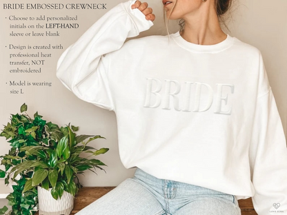 Personalized Gift For Bride, Bride Sweatshirt, Initial Heart Sleeve, Engagement Gift, Unique Bridal Shower Gift, Future Mrs Sweatshirt