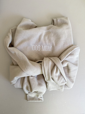 Dog Mom Sweatshirt -- New Design, Embroidered Crewneck, Dainty Design, Customizable