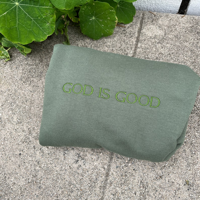 Embroidered God Is good sweatshirt, Christian Crewneck sweater, Christian Base Apparel, Adult Unisex Sweatshirt, Christian Gift