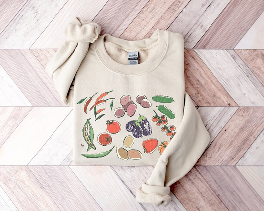 Garden Vegetables Sweatshirt Gift For Gardener Garden Lover Gift Farmer Sweatshirt Farm Life Farm Fresh Vegetables Vegan Gift For Her