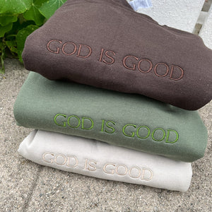 Embroidered God Is good sweatshirt, Christian Crewneck sweater, Christian Base Apparel, Adult Unisex Sweatshirt, Christian Gift