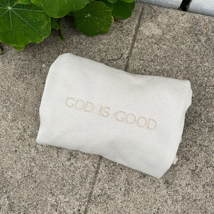 Embroidered God Is good sweatshirt, Christian Crewneck sweater, Christian Base Apparel, Adult Unisex Sweatshirt, Christian Gift