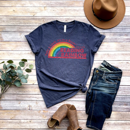 Reading Rainbow Shirt, Retro Librarian Shirt, Teacher Appreciation Shirt, Retro Comfort Rainbow School Shirt, Book Lover Gift