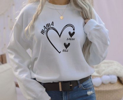 Sweatshirt mama hart, custom mama trui, cadeau mama to be, oma cadeaus, oppas trui, moederdagcadeau, verjaardagscadeau mama, top mama