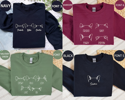 Custom Cat Sweatshirt Personalized Cat Ears Sweatshirt with Name Custom Cat Mom Sweatshirt Cat Dad Gift for Pet Gift for Her Pet Lovers