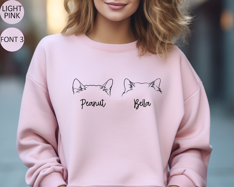 Custom Cat Sweatshirt Personalized Cat Ears Sweatshirt with Name Custom Cat Mom Sweatshirt Cat Dad Gift for Pet Gift for Her Pet Lovers
