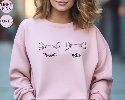 Custom Cat Sweatshirt Personalized Cat Ears Sweatshirt with Name Custom Cat Mom Sweatshirt Cat Dad Gift for Pet Gift for Her Pet Lovers