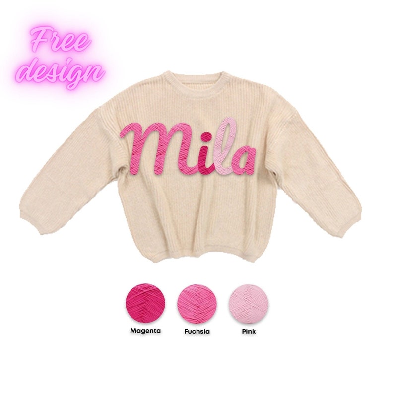 Personalized Hand embroidered Name Baby Sweater,Custome Baby Name Sweater,Pink Baby Girls Sweater With Name,Birthday Gift For Baby Girls Boy