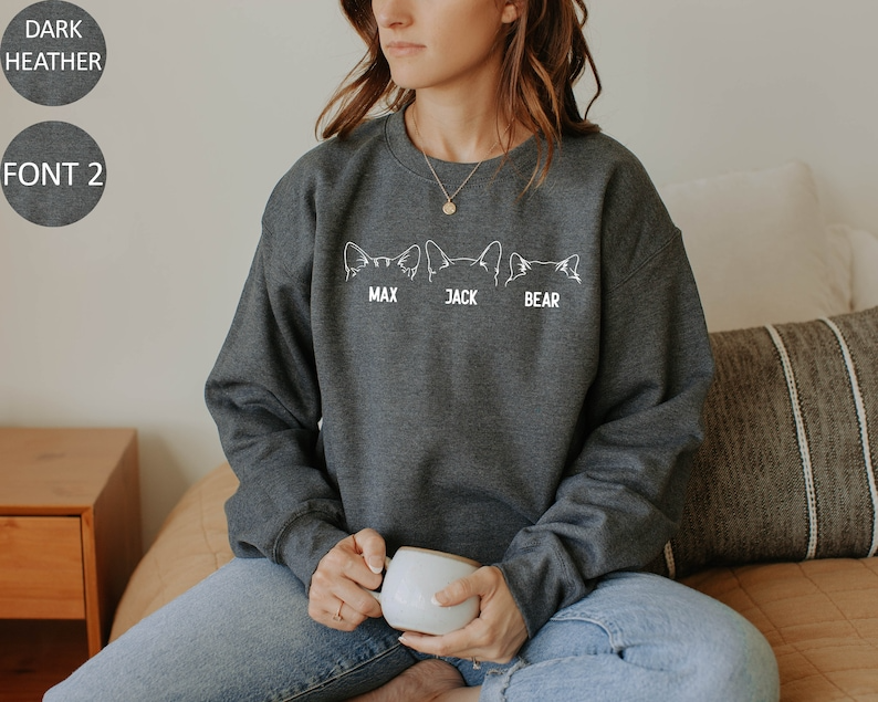 Custom Cat Sweatshirt Personalized Cat Ears Sweatshirt with Name Custom Cat Mom Sweatshirt Cat Dad Gift for Pet Gift for Her Pet Lovers