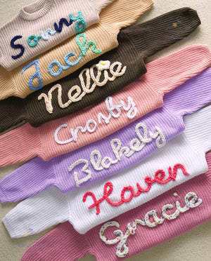 Personalized Hand embroidered Name Baby Sweater,Custome Baby Name Sweater,Pink Baby Girls Sweater With Name,Birthday Gift For Baby Girls Boy