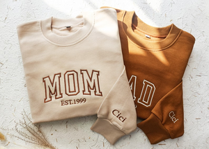 Mom/Dad Embroidered Crewneck Sweatshirt,Mama Sweatshirt,Pregnancy Announcement,Daddy Mommy to be,Mother's day,Father's Day