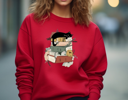 Cat Book Sweatshirt, Books and Cats Hoodie, Reading Shirt, Cat Lover T-Shirt, Gift for Cat Lover, Gift for Book Lovers, Book, Bookish Shirt