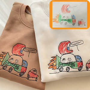 EMBROIDERED Custom Kids Photo Drawing Tshirt Sweatshirt as a Personalized Unique Special Gift for Moms, Dads, Aunts, Sisters