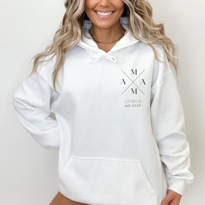 Moeder hoodie gepersonaliseerd met naam en jaar, moeder t-shirt cadeau, aanstaande moeder aankondiging, Moederdag, moeder trui
