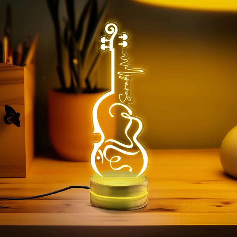 Custom Guitar Desk Lamp Gift for Musicians, Personalized Classic Guitar Lamp as Gift for Guitarist, Custom Night Light Gift for Music Lovers