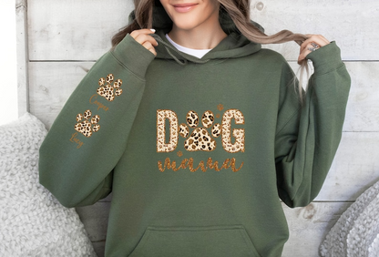 Custom Leopard Dog Mama Sweatshirt, Custom Dog Mom Sweatshirt, Dog Name on Sleeve Hoodie, Dog Mom Gift, Gift For Dog Mom, Dog Mama Crewneck