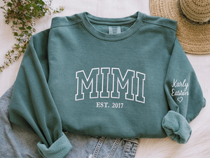 Custom Embroidered Mimi Sweatshirt With Grandkids Names, Grandma Sweatshirt Embroidered