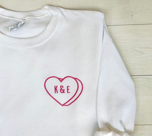 Personalized Couples Gift, Custom Embroidered Sweatshirt, Embroidered Crewneck, Custom Heart Sweatshirt, Initials