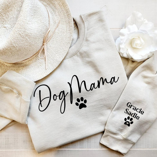 Custom Dog Mom Sweatshirt with Sleeve, Crewneck or Hoodie, Tee Shirt, Fur Mama Sweater, Dog Mom Shirt, Personalized Dog Mom Gift, Pet Shirt