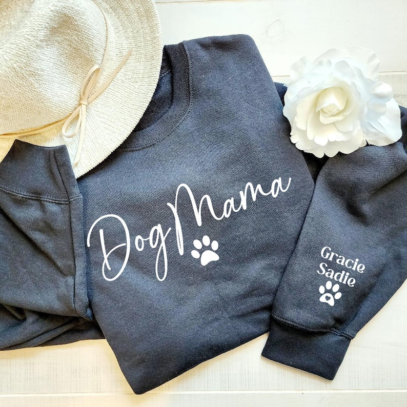 Custom Dog Mom Sweatshirt with Sleeve, Crewneck or Hoodie, Tee Shirt, Fur Mama Sweater, Dog Mom Shirt, Personalized Dog Mom Gift, Pet Shirt