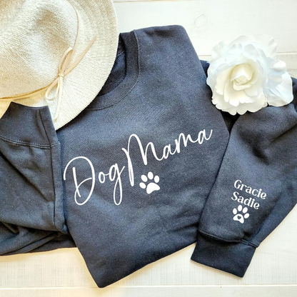 Custom Dog Mom Sweatshirt with Sleeve, Crewneck or Hoodie, Tee Shirt, Fur Mama Sweater, Dog Mom Shirt, Personalized Dog Mom Gift, Pet Shirt